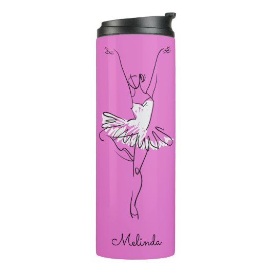 Ballerina individuelle Name und Farbtumbler Thermosbecher (Nach links gedreht)