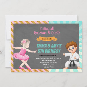 Ballerina Karate gemeinsame Party-Einladung Einladung