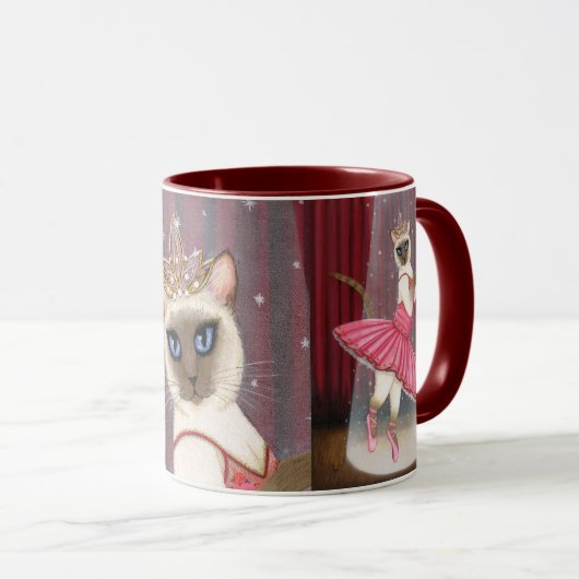 Ballerina-Katzen-Schokoladen-Punkt-siamesische Tasse (VorderseiteRechts)