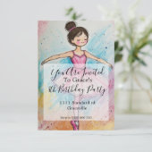 Ballerina Kindergeburtstag Party Einladung (Stehend Vorderseite)