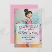Ballerina Kindergeburtstag Party Einladung (Vorne/Hinten)