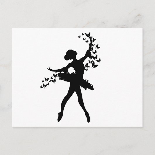 Ballerina-Konturen mit Butterfliyes Postkarte (Vorderseite)