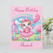 Ballerina Kuh individuell anpassbare Geburtstagska (Stehend Vorderseite)