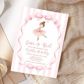 Ballerina Lass uns tanzen & drehen Rosa Party Gebu Einladung