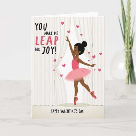 Ballerina Leap Of Joy Valentines Card Karte (Vorderseite)