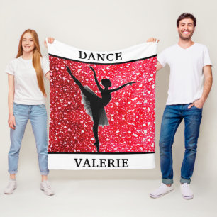 Ballerina Liebe Dance Red Hearts Fleece Blanket