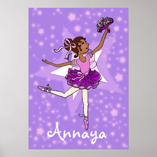 Ballerina lila, dunkles Girl-Star-Poster Poster (Vorne)