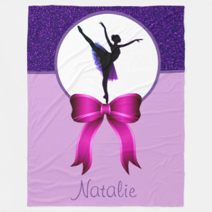 Ballerina Lila Glitzer und Bow Fleece Blanket