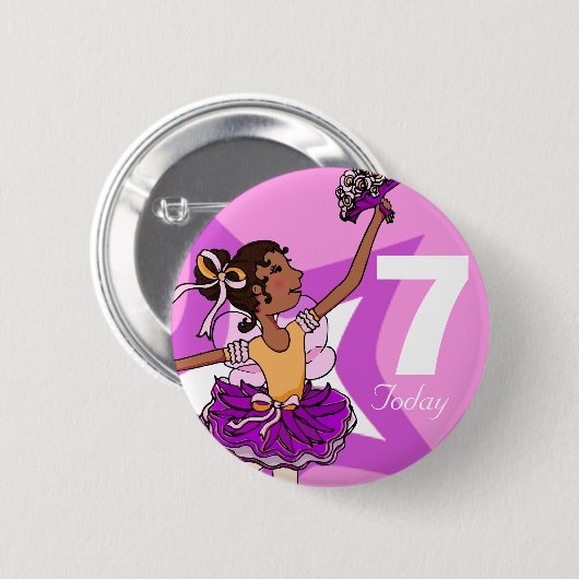 Ballerina lila-rosa-blonde-Mädchenknopf Button (Vorne & Hinten)