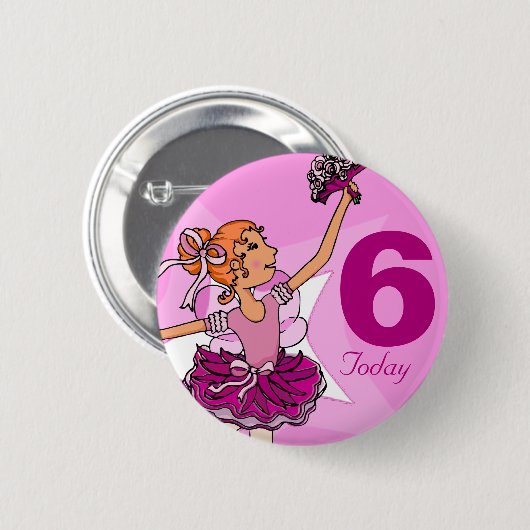 Ballerina lila rosa Ingwer Geburtstaste Button (Vorne & Hinten)