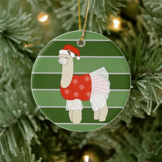 Ballerina Llama Schneeflocken Weihnachtsfest Speci Keramik Ornament (Baum)