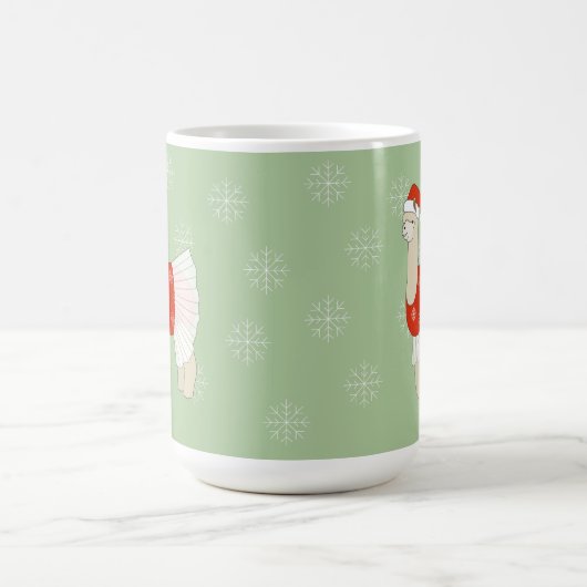 Ballerina Llama Weihnachtsschneeflocken Kaffeetasse (Mittel)