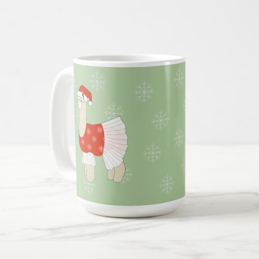 Ballerina Llama Weihnachtsschneeflocken Kaffeetasse (Vorderseite Links)