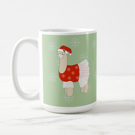 Ballerina Llama Weihnachtsschneeflocken Kaffeetasse (Links)