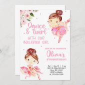 Ballerina Mädchen Geburtstag einladen, rosa Tanz w Einladung (Vorne/Hinten)