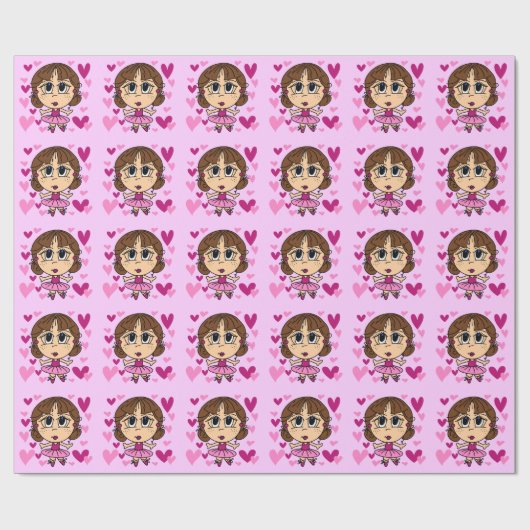 Ballerina-Mädchen Geschenkpapier (Flach)