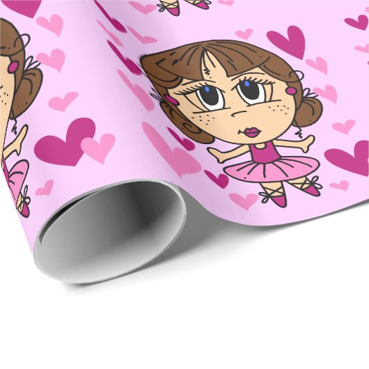 Ballerina-Mädchen Geschenkpapier (Rolleneckpunkt)