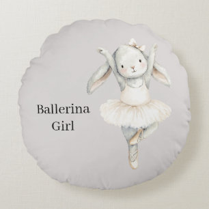 Ballerina-Mädchen-Hase im Tutu Rundes Kissen