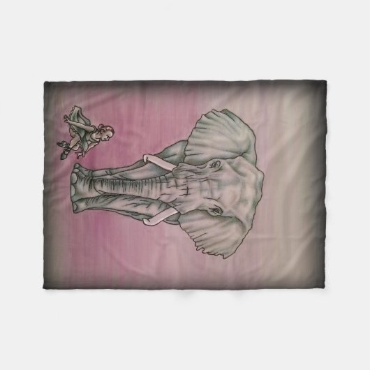 Ballerina-Mädchen mit Elefanten Fleecedecke (Vorderseite (Horizontal))