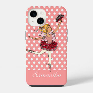 Ballerina Mädchen rosa Korallen blonde Haare Name iPhone 14 Hülle