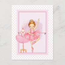 Ballerina Mädchen & Teddybär rosa Punkte
