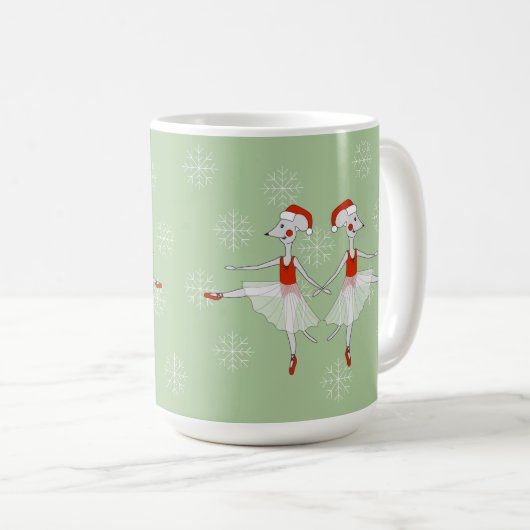 Ballerina Mäuse Weihnachten Schneeflocken Kaffeetasse (VorderseiteRechts)