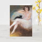 Ballerina mit Black Cat, Pierre Carrier-Belleuse Karte (Gelbe Blume)