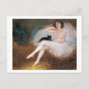 Ballerina mit Black Cat, Pierre Carrier-Belleuse Postkarte
