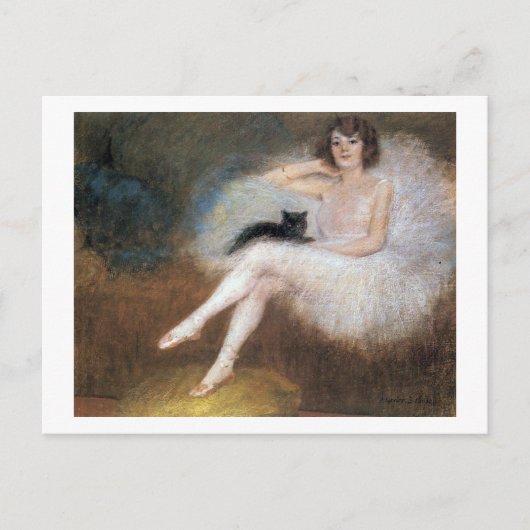 Ballerina mit Black Cat, Pierre Carrier-Belleuse Postkarte (Vorderseite)