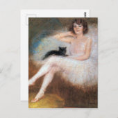 Ballerina mit Black Cat, Pierre Carrier-Belleuse Postkarte (Vorne/Hinten)