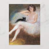 Ballerina mit Black Cat, Pierre Carrier-Belleuse Postkarte (Vorderseite)