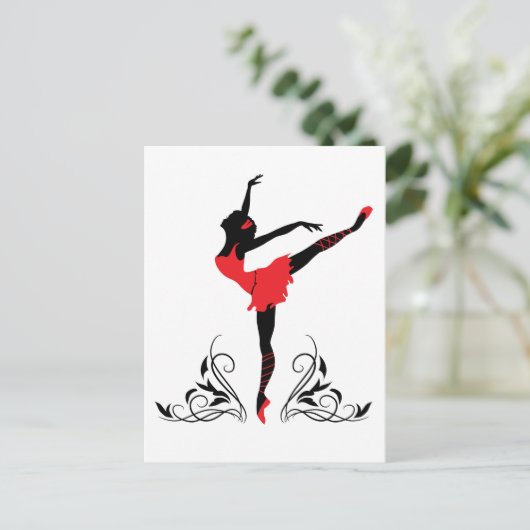 Ballerina mit blumengeschmückten Ornamenten. Postkarte (Stehend Vorderseite)