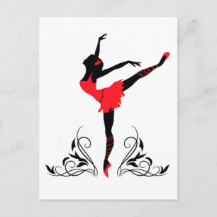 Ballerina mit blumengeschmückten Ornamenten. Postkarte