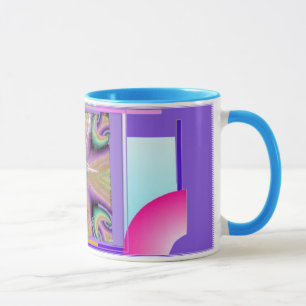 Ballerina mit der bunten geometrischen tasse