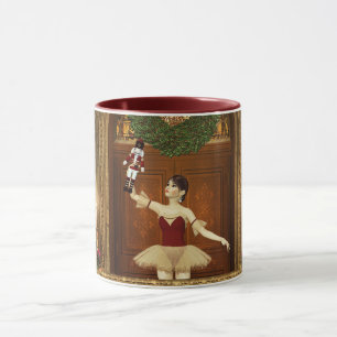Ballerina mit einer Nutcracker-Weihnachtsfeier-Tas Tasse