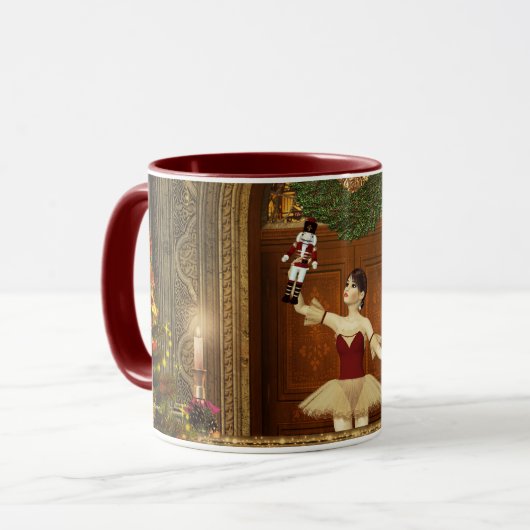Ballerina mit einer Nutcracker-Weihnachtsfeier-Tas Tasse (Vorderseite Links)