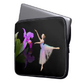 Ballerina mit Orchideen-Blume Laptopschutzhülle (Vorderseite Links)