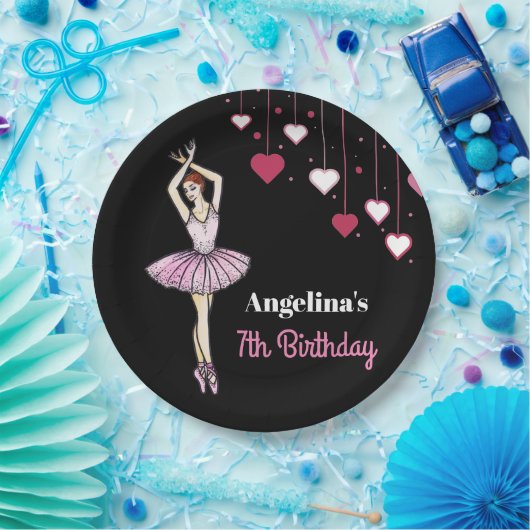 Ballerina mit rosa Kleid und Pointe Toe Shoes Pappteller (Party)