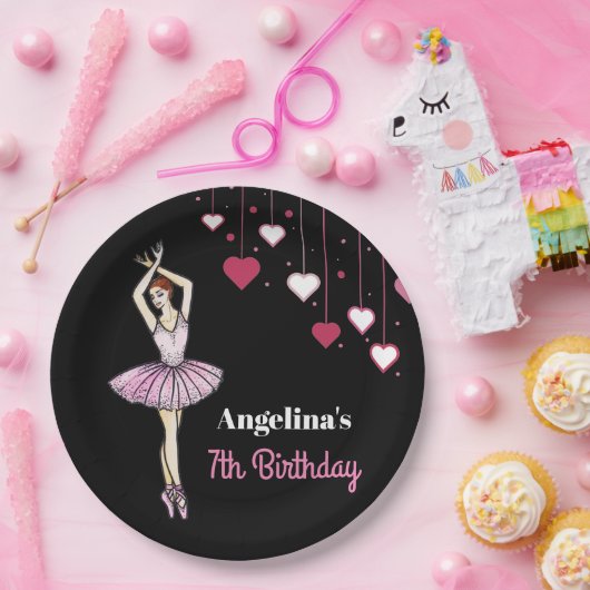 Ballerina mit rosa Kleid und Pointe Toe Shoes Pappteller (Party)