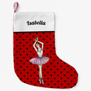 Ballerina mit rosa Kleid und Spitzenschuhen Kleiner Weihnachtsstrumpf