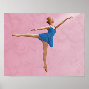 Ballerina mit Rose in Arabesque Poster