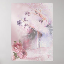 Ballerina mit Rose und Violetten Poster