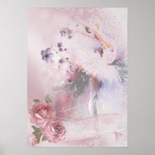 Ballerina mit Rose und Violetten Poster