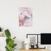 Ballerina mit Rose und Violetten Poster (Heimbüro)