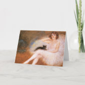 Ballerina mit schwarzer Katze von Carrier-Belleuse Karte (Vorderseite)