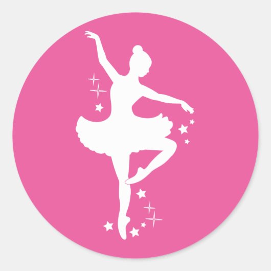 Ballerina mit Sternen in der Silhouette Runder Aufkleber (Vorderseite)