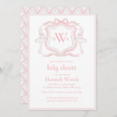 Ballerina Monogram Grandmillennial Baby Shower Einladung (Vorne/Hinten)