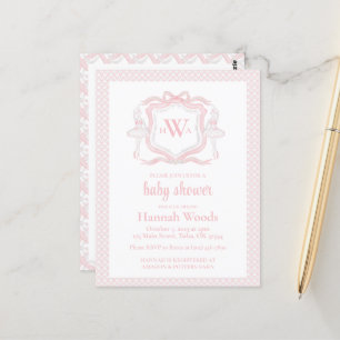 Ballerina Monogram Grandmillennial Baby Shower Postkarte