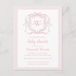 Ballerina Monogram Grandmillennial Baby Shower Postkarte