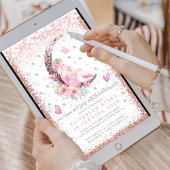 Ballerina Moon Pastel Pink Glitzer Geburtstag Einladung